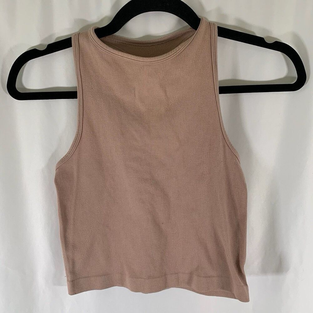 Free People Intimately Crop Top Women's XS Brown Ribbed Sleeveless Pullover